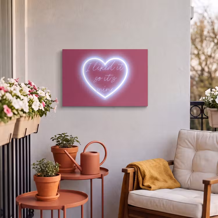 Buiten canvas - I liked it so it's mine - Neon hart - Roze — 4