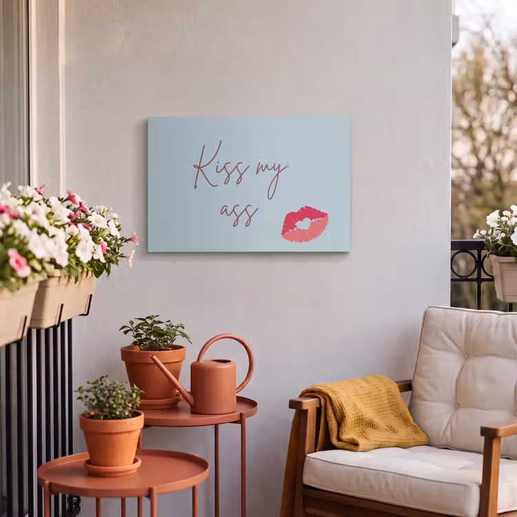 Buiten canvas - Kiss my ass - Lip - Blauw — 3