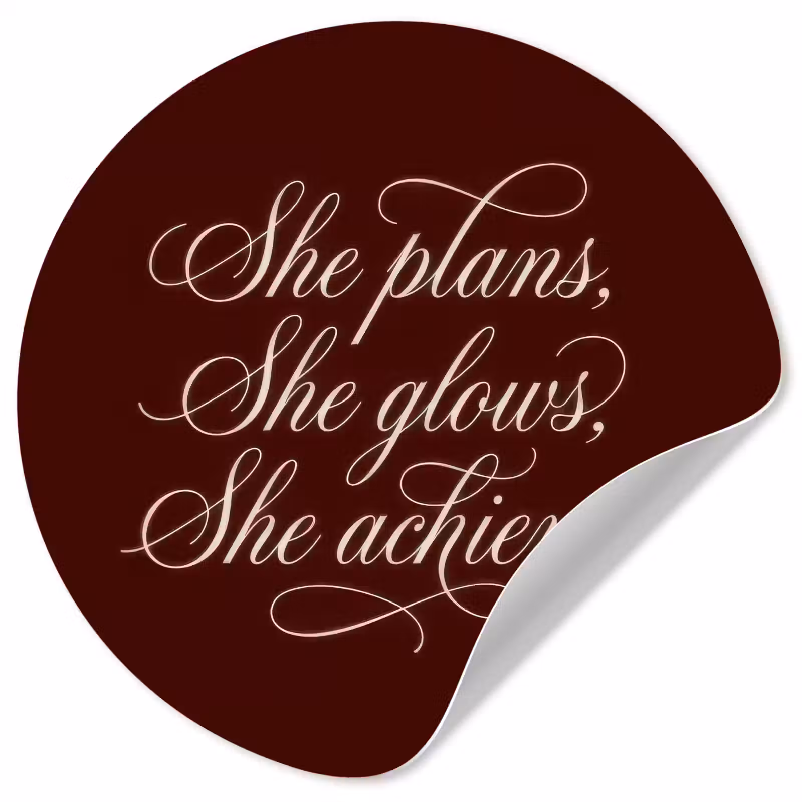 Behangcirkel - She plans she glows she achieves - Rood - Cursief — 1
