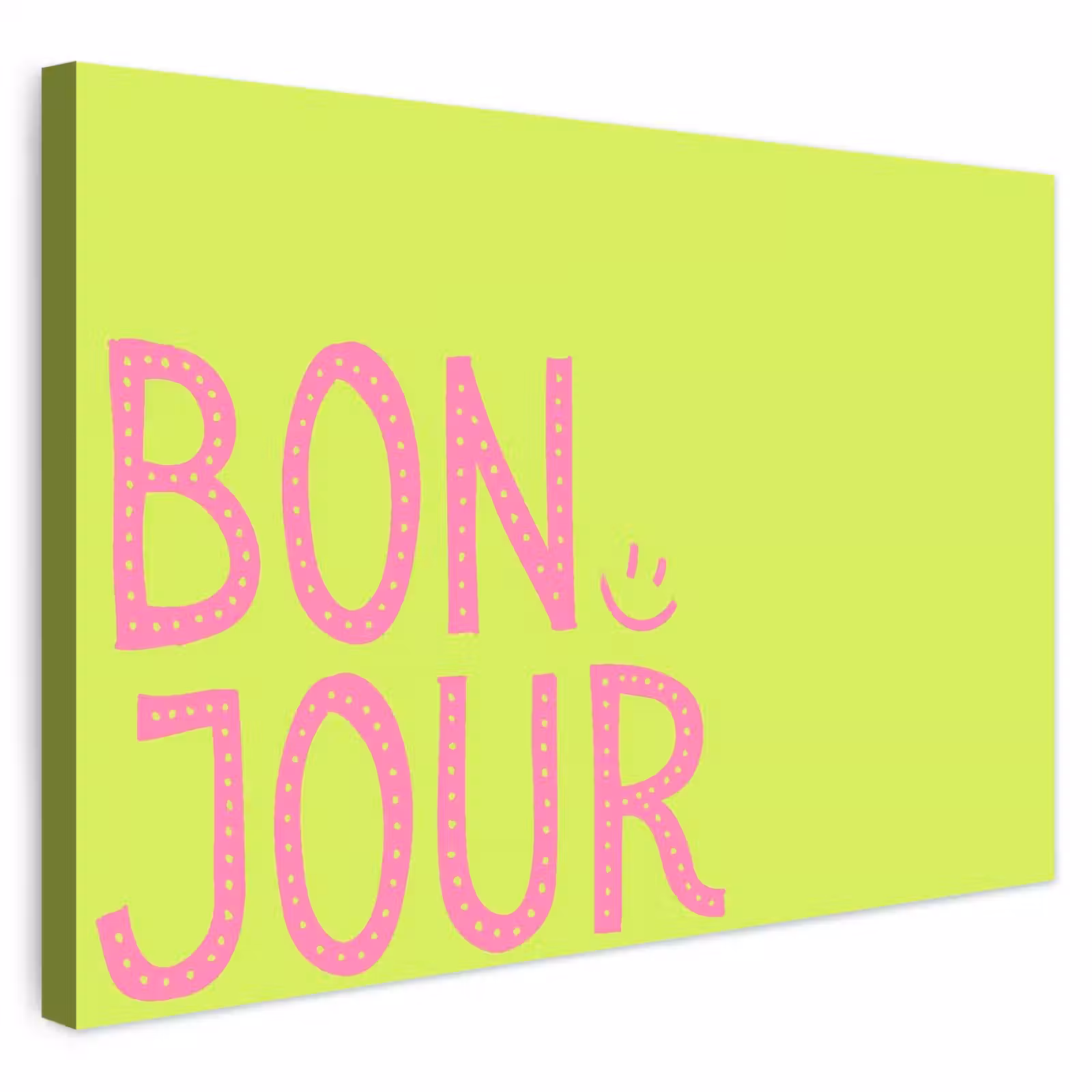 Buiten canvas - Groen - Smiley - Bonjour - Roze — 1