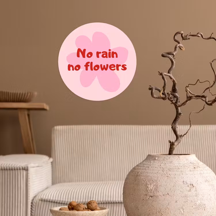 Behangcirkel - No rain no flowers - Bloem - Roze — 2
