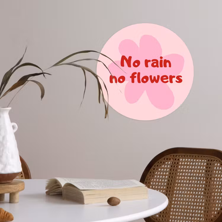 Behangcirkel - No rain no flowers - Bloem - Roze — 4