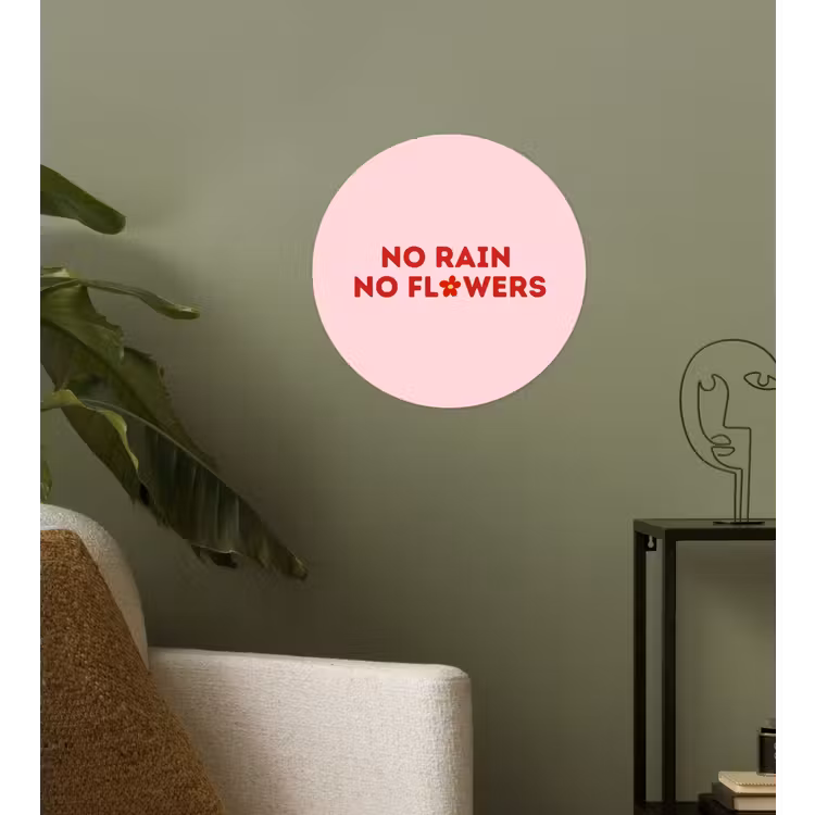 Behangcirkel - No rain no flowers - Minimalistisch - Roze - Bloem — 3