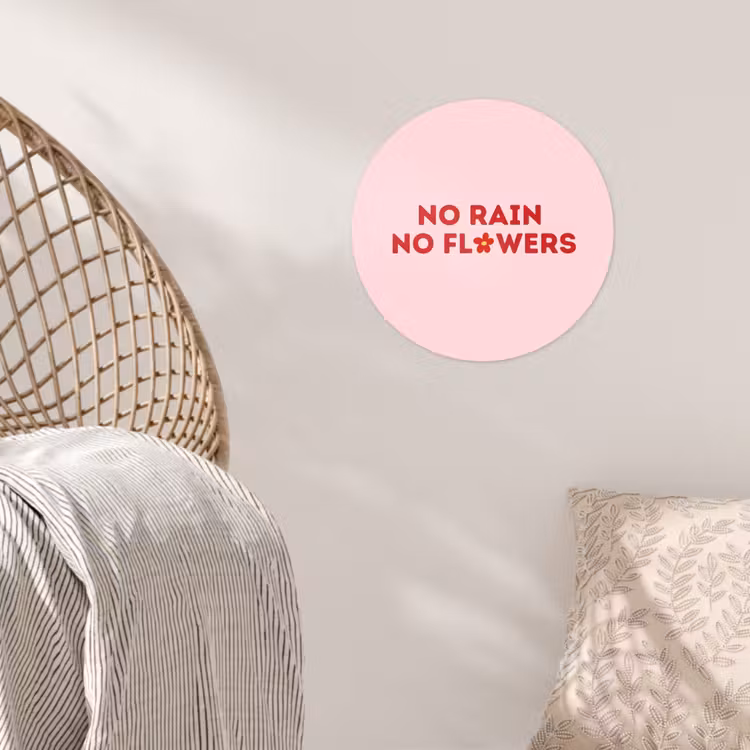 Behangcirkel - No rain no flowers - Minimalistisch - Roze - Bloem — 5