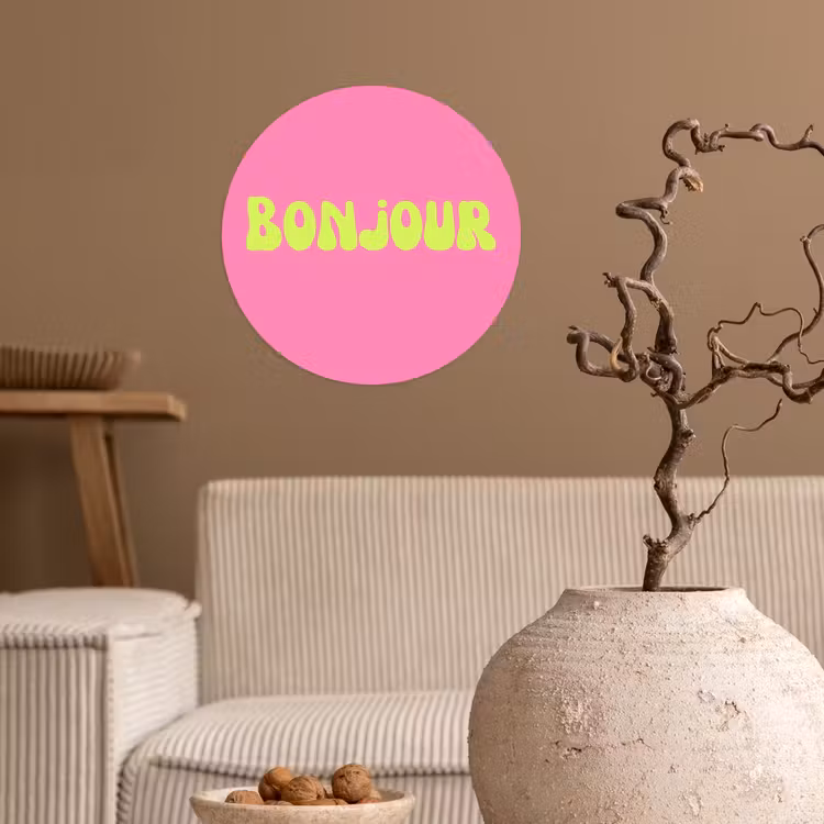 Behangcirkel - Roze - Groene bonjour - Organisch — 2