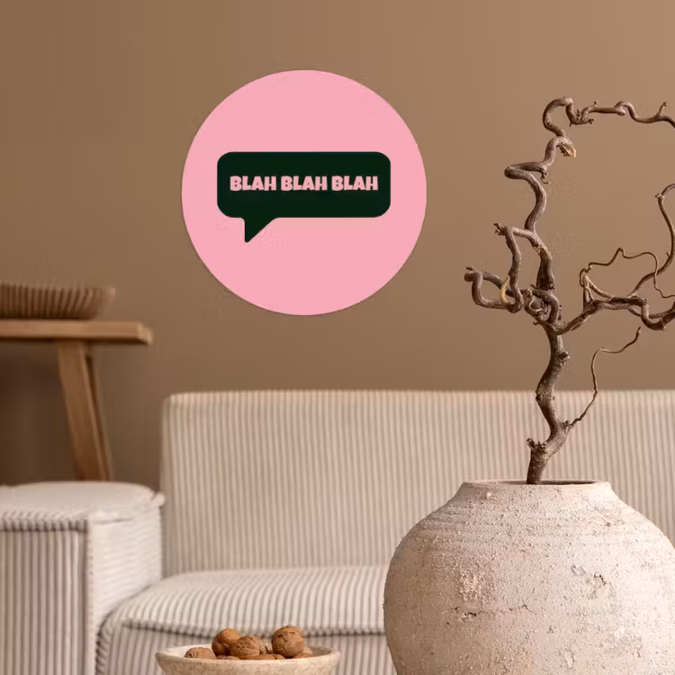 Behangcirkel - Roze - Tekstwolk - Groen - BLAH BLAH BLAH — 2