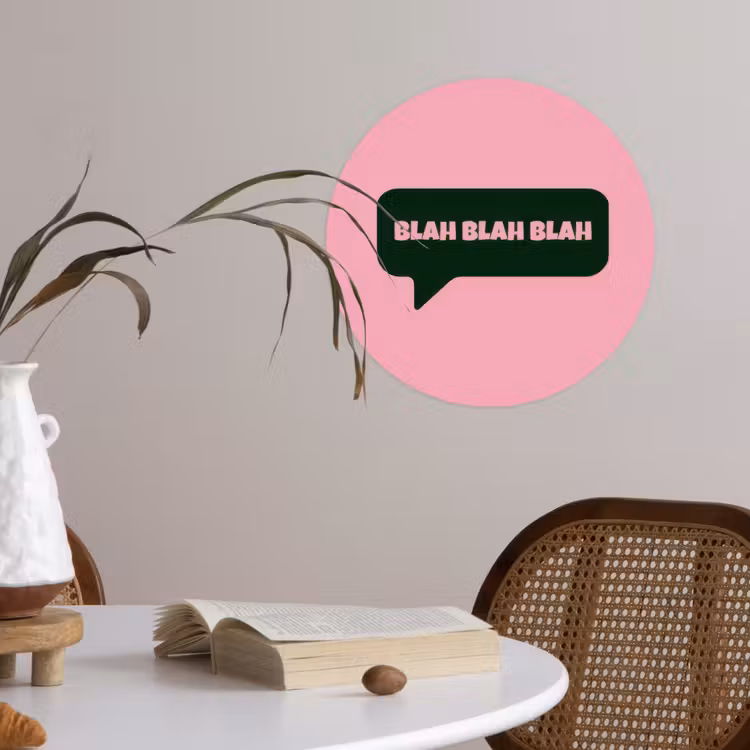 Behangcirkel - Roze - Tekstwolk - Groen - BLAH BLAH BLAH — 4