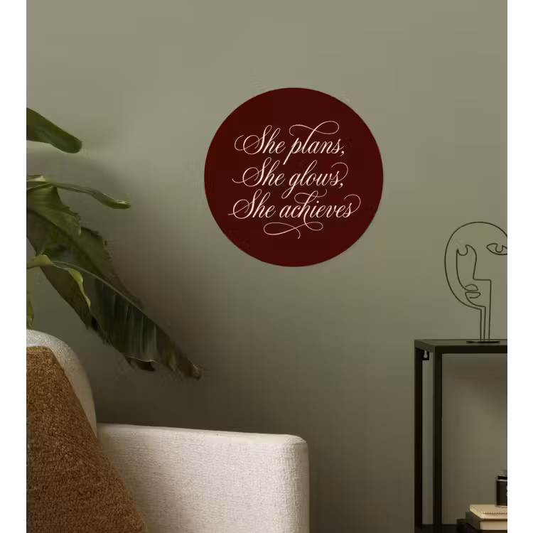 Behangcirkel - She plans she glows she achieves - Rood - Cursief — 3