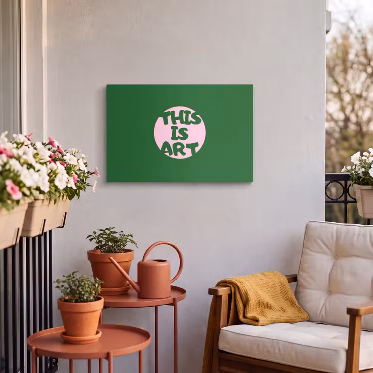 Buiten canvas - Cirkel - Roze - Tekst - Art — 4
