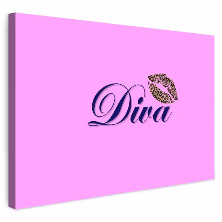 Buiten canvas - Diva - Lip - Panterprint - Roze — 1