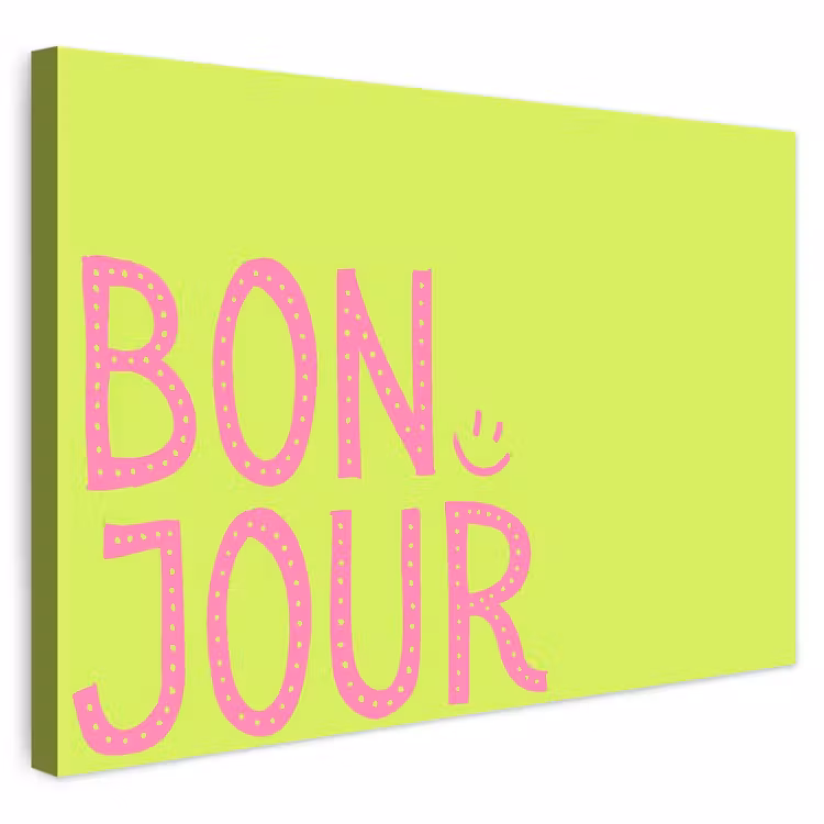 Buiten canvas - Groen - Smiley - Bonjour - Roze — 1