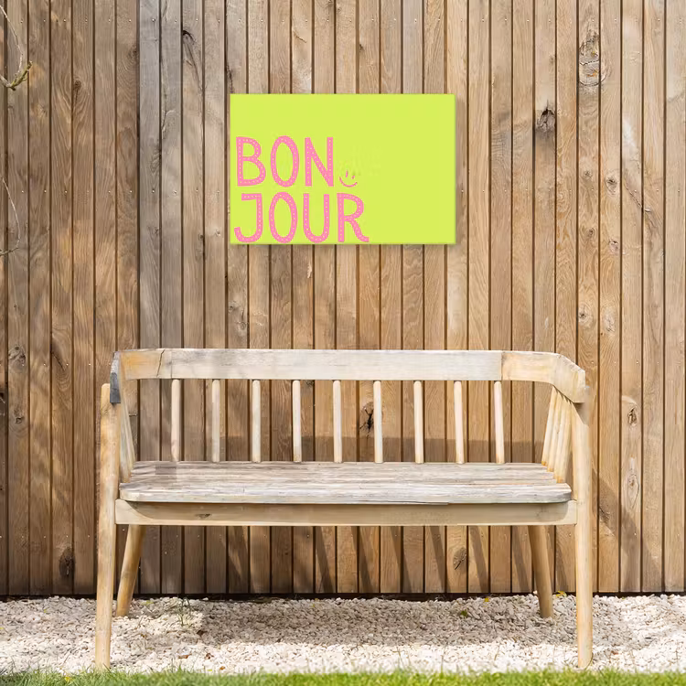 Buiten canvas - Groen - Smiley - Bonjour - Roze — 3