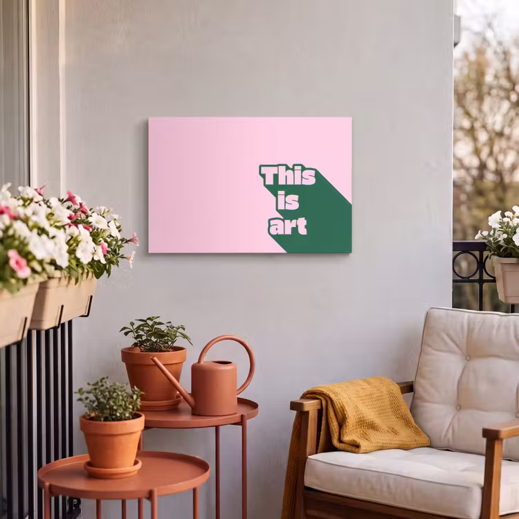 Buiten canvas - Groen - Teskt - This is art - Roze — 4