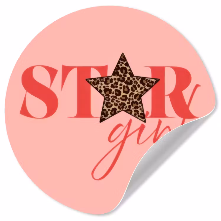 Behangcirkel - Star girl - Roze - Panter - Ster — 1