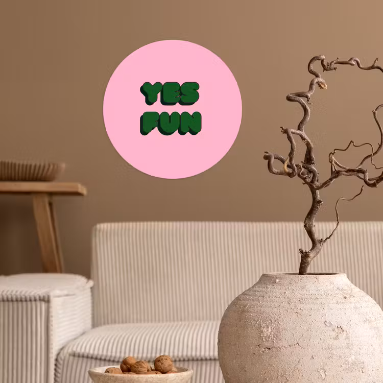Behangcirkel - Yes fun - Groen - Roze — 2