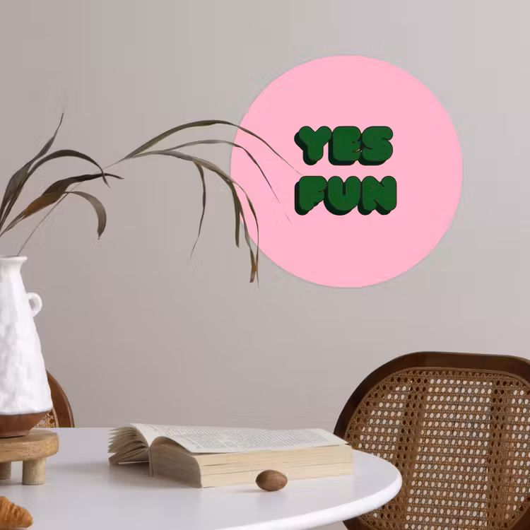 Behangcirkel - Yes fun - Groen - Roze — 4