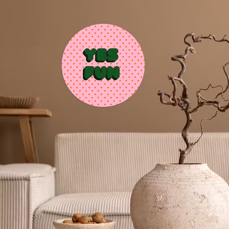 Behangcirkel - Yes fun - Groen - Roze - Stippen — 2