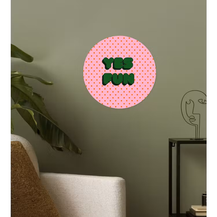 Behangcirkel - Yes fun - Groen - Roze - Stippen — 3