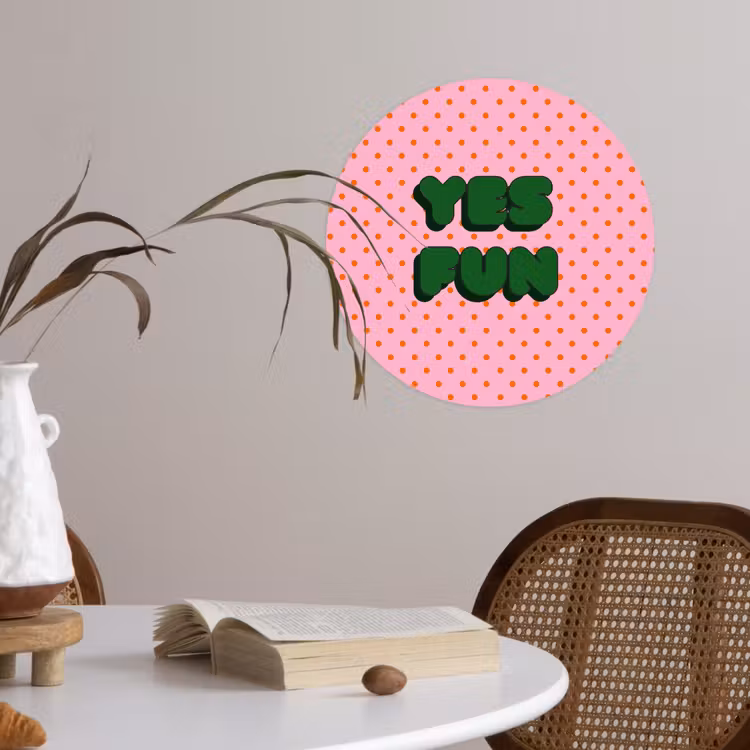 Behangcirkel - Yes fun - Groen - Roze - Stippen — 4