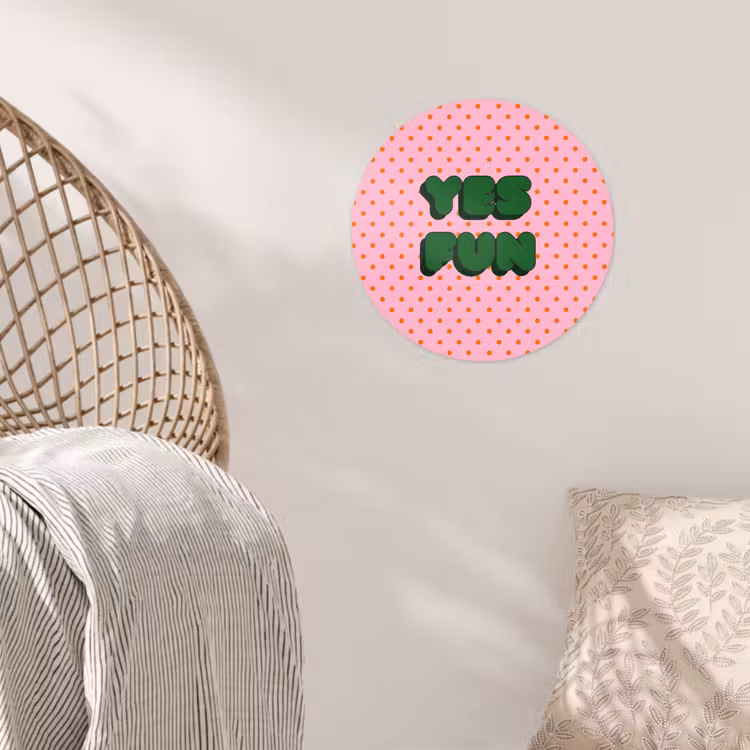 Behangcirkel - Yes fun - Groen - Roze - Stippen — 5