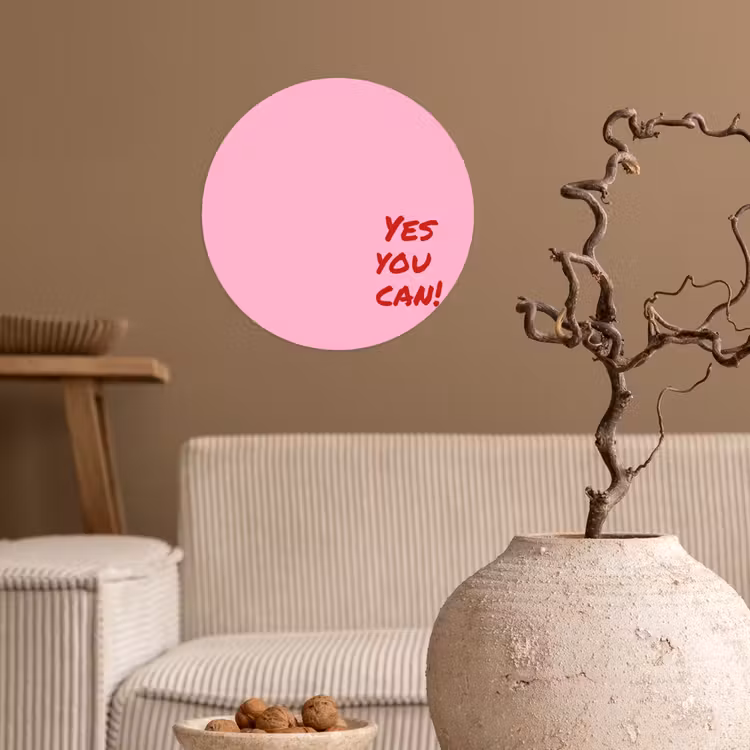Behangcirkel - Yes you can do it - Rood - Roze — 2
