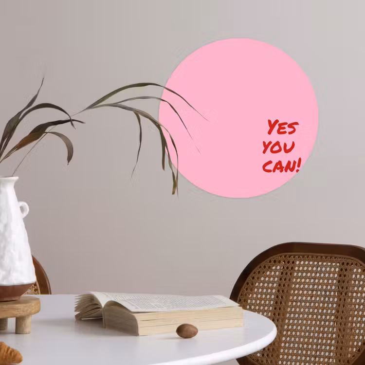 Behangcirkel - Yes you can do it - Rood - Roze — 4