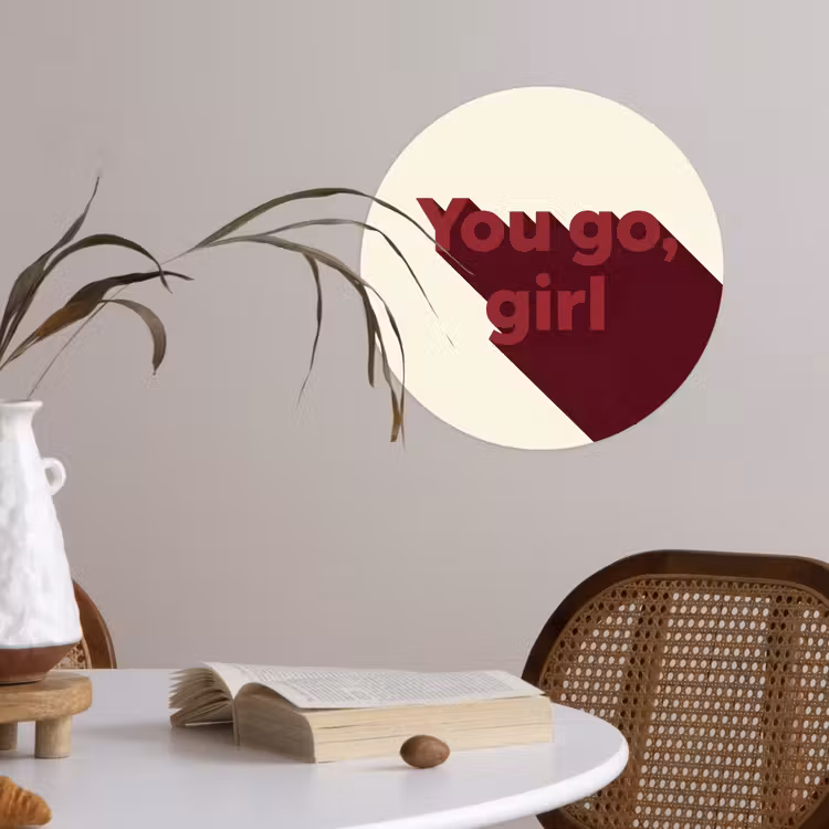 Behangcirkel - you go girl - 3D - Rood — 4