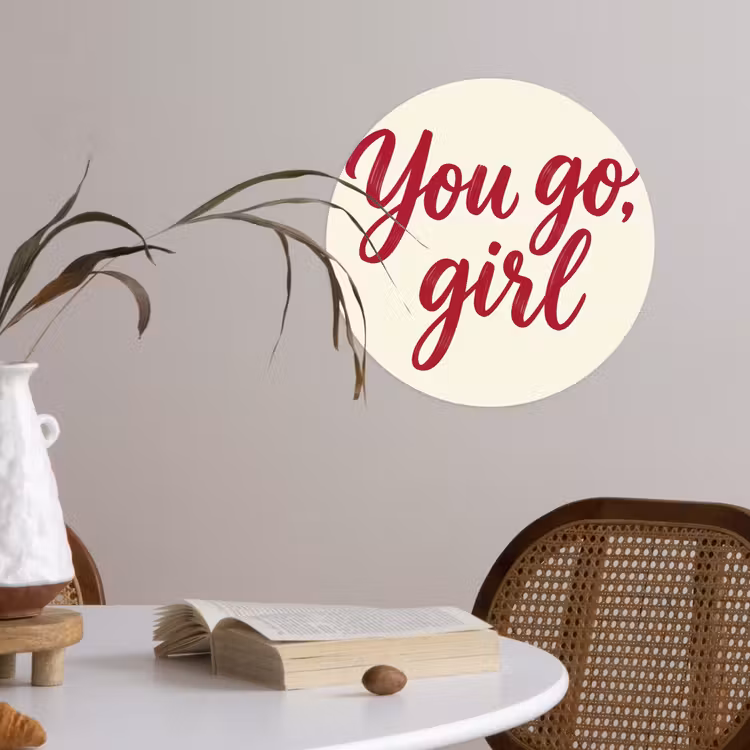 Behangcirkel - you go girl - Rood - Wit — 4