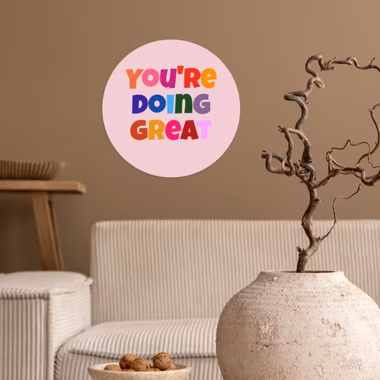Behangcirkel - You're doing great - Roze - Kleurrijk — 2