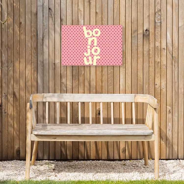 Buiten canvas - Bonjour - Stippen - Roze- Geel — 3