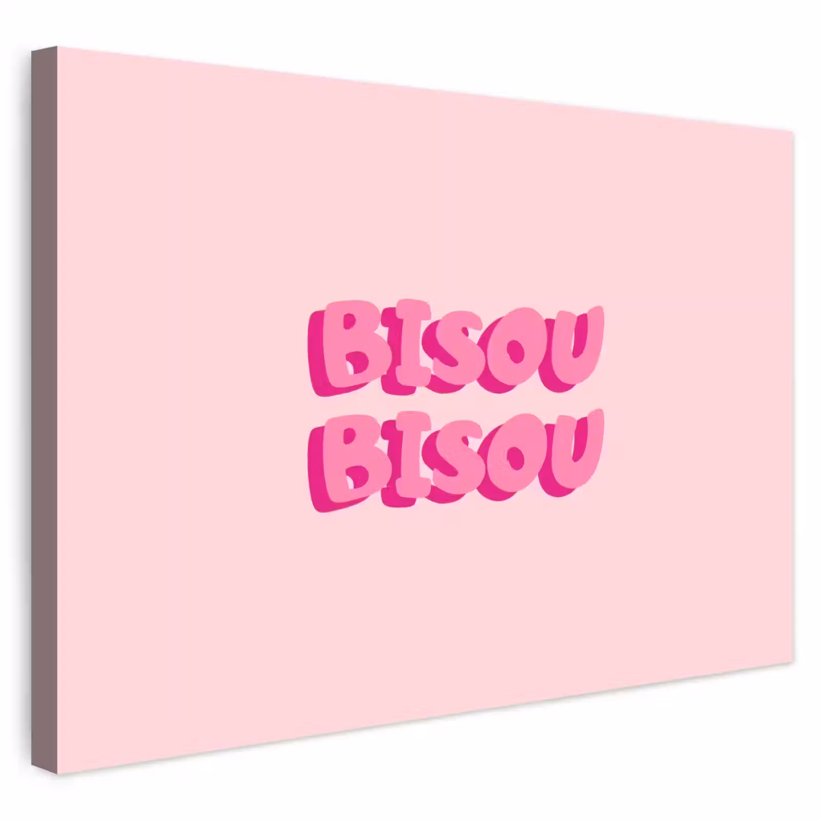 Buiten canvas - Bisou - Roze - Dikke letters — 1