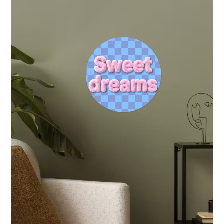 Behangcirkel - Sweet dreams - Vierkanten - Roze - Blauw — 3