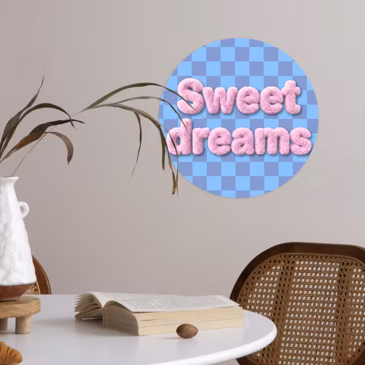 Behangcirkel - Sweet dreams - Vierkanten - Roze - Blauw — 4
