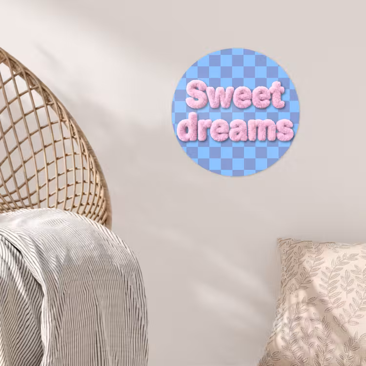 Behangcirkel - Sweet dreams - Vierkanten - Roze - Blauw — 5