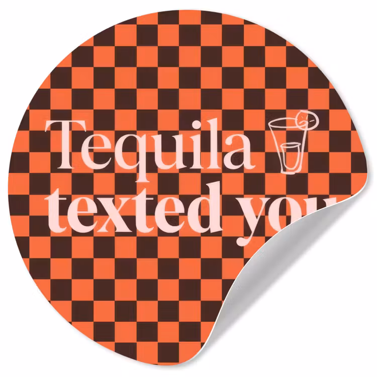 Behangcirkel - Tequila texted you - Glas - Vierkanten - Oranje — 1