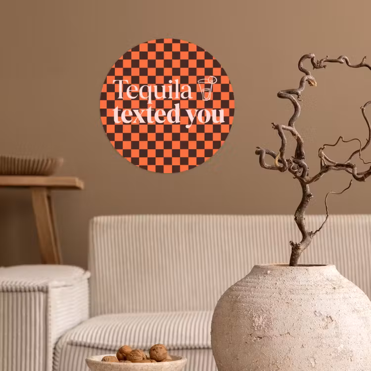 Behangcirkel - Tequila texted you - Glas - Vierkanten - Oranje — 2