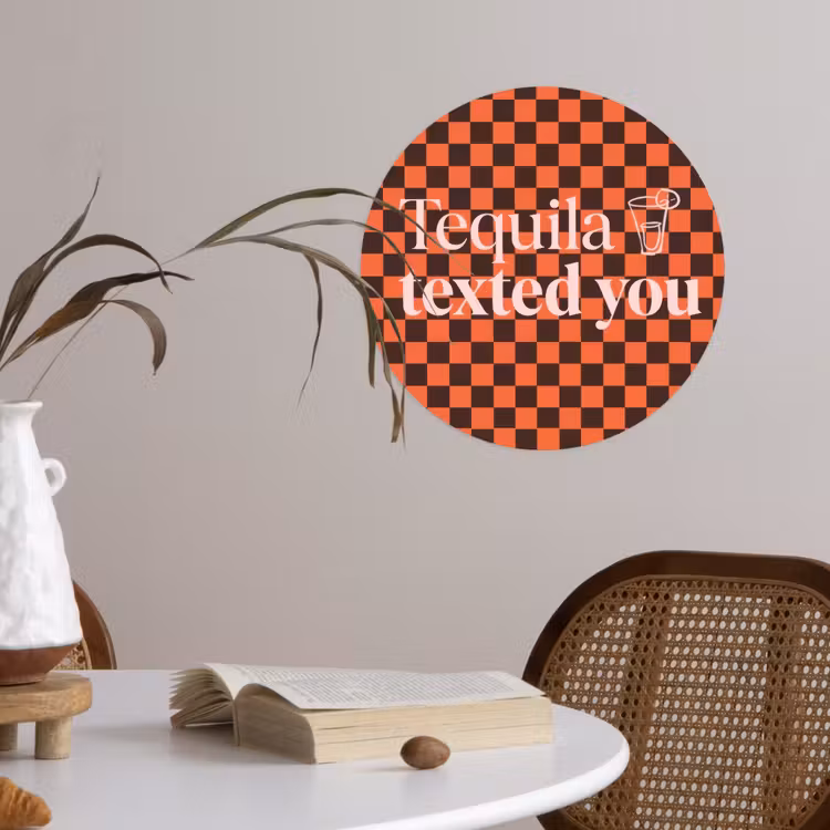 Behangcirkel - Tequila texted you - Glas - Vierkanten - Oranje — 4