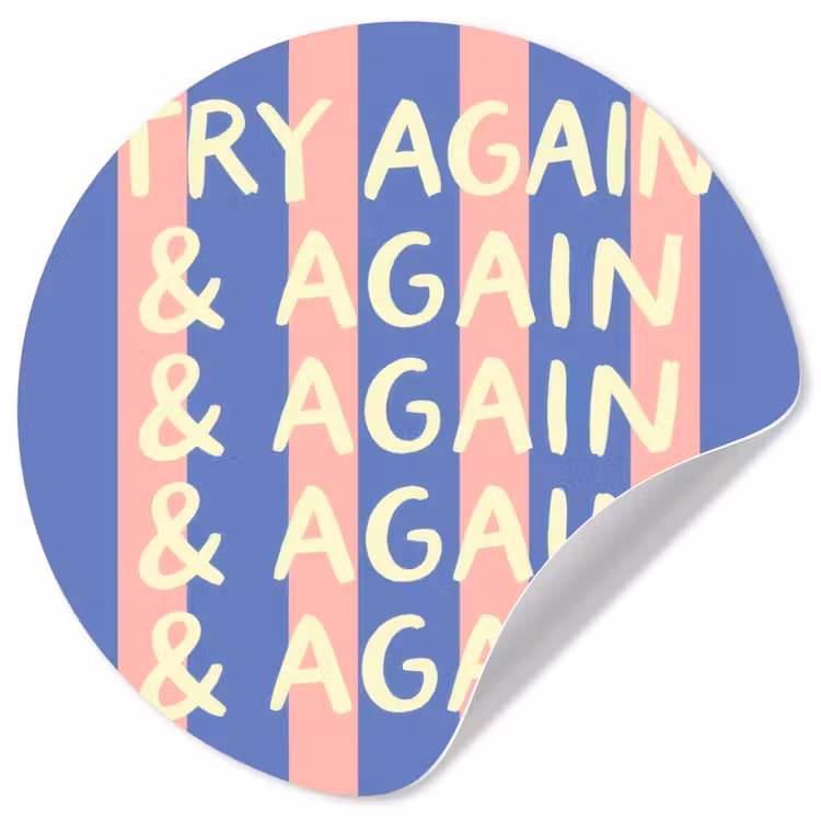 Behangcirkel - Try again - Strepen - Roze - Verticaal - Blauw — 1