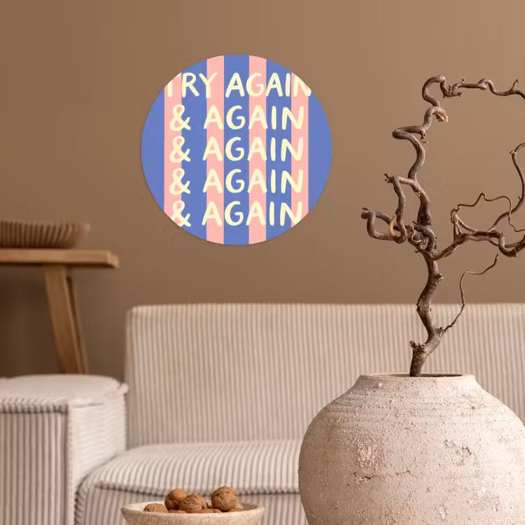 Behangcirkel - Try again - Strepen - Roze - Verticaal - Blauw — 2
