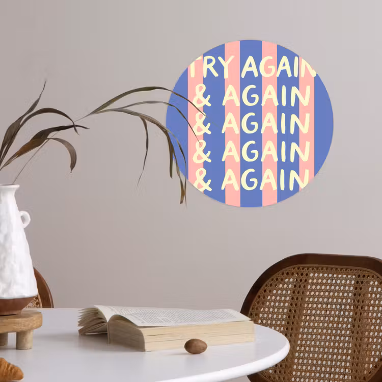 Behangcirkel - Try again - Strepen - Roze - Verticaal - Blauw — 4