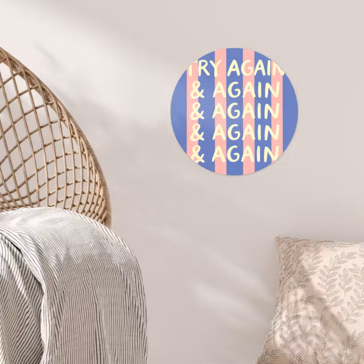 Behangcirkel - Try again - Strepen - Roze - Verticaal - Blauw — 5
