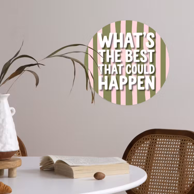 Behangcirkel - What's the best that could happen - Strepen - Groen - Roze — 4