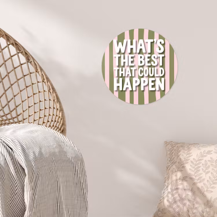 Behangcirkel - What's the best that could happen - Strepen - Groen - Roze — 5