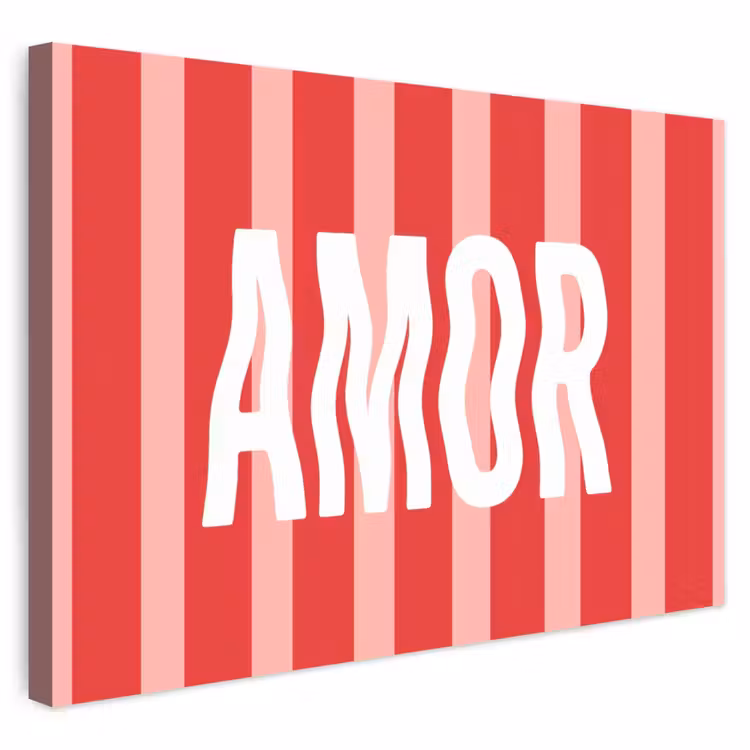 Buiten canvas - Amor - Strepen - Rood - Roze — 1