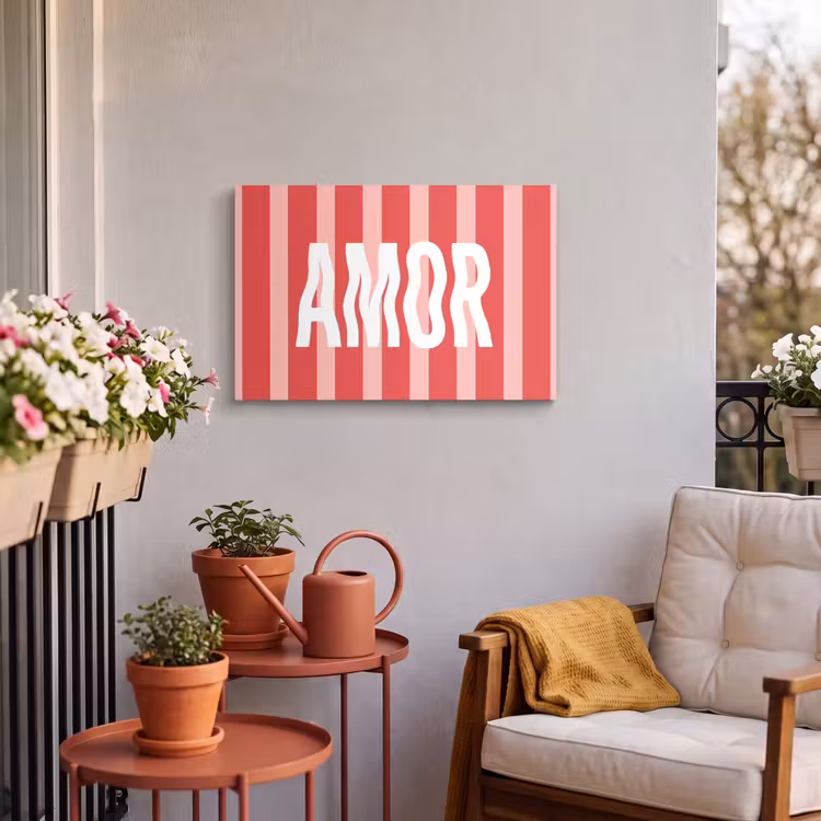 Buiten canvas - Amor - Strepen - Rood - Roze — 4