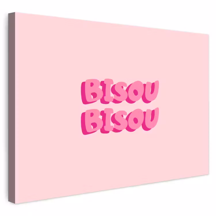 Buiten canvas - Bisou - Roze - Dikke letters — 1