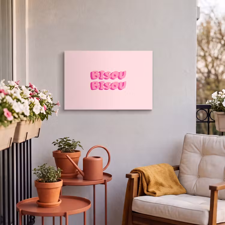 Buiten canvas - Bisou - Roze - Dikke letters — 4