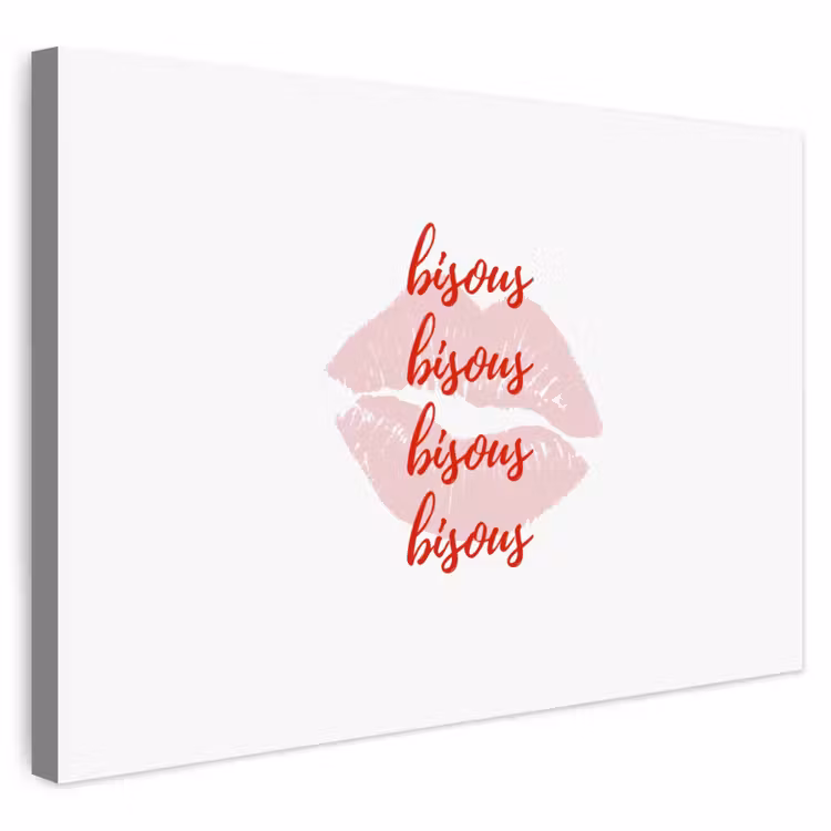 Buiten canvas - Bisous - Lip - Wit - Rood — 1