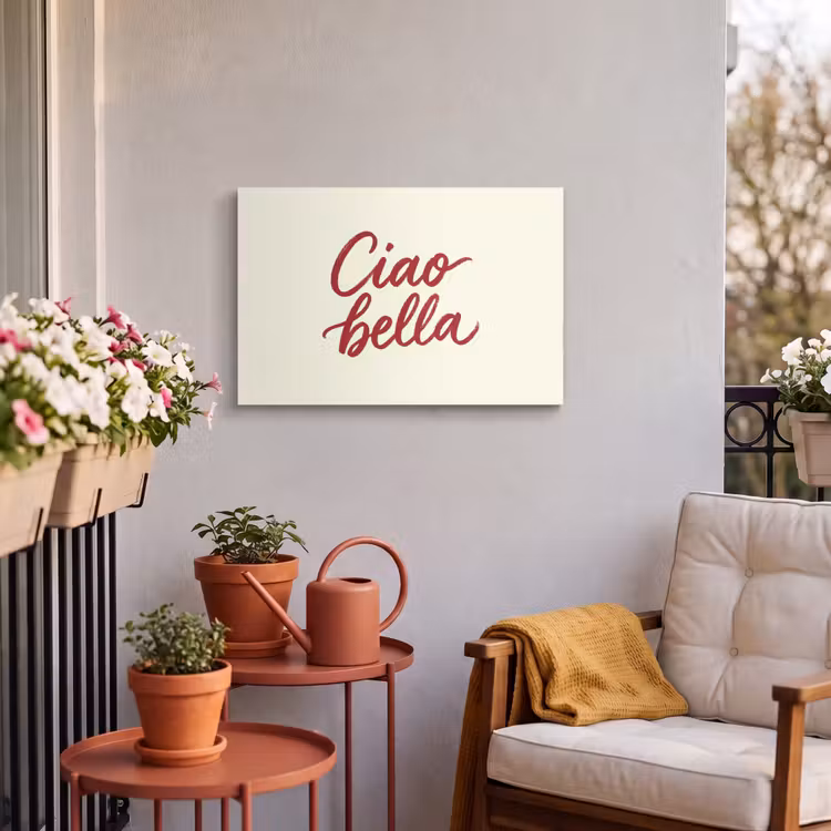 Buiten canvas - Ciao bella - Rood - Wit - Minimalistisch — 4