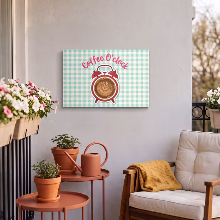 Buiten canvas - Koffie - Klok - Groen — 3